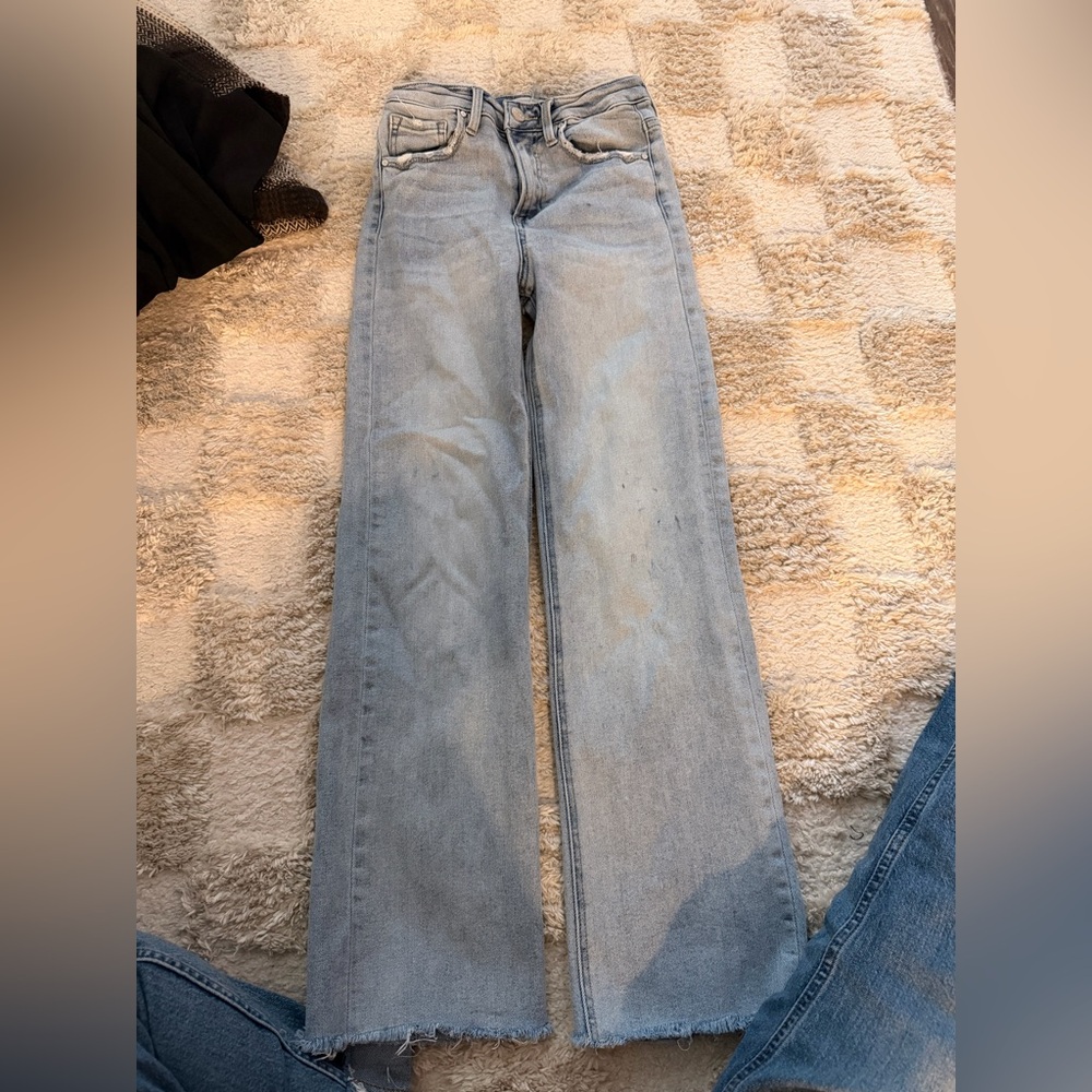 Wide Leg Light Wash Women's Jeans - Light Blue